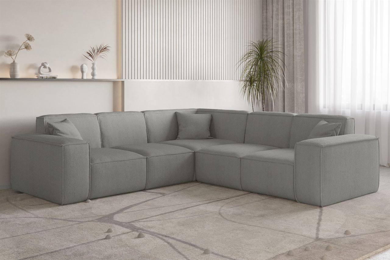 Ecksofa ersofa CELES PREMIUM in Stoff Scala Grau Seite Universal