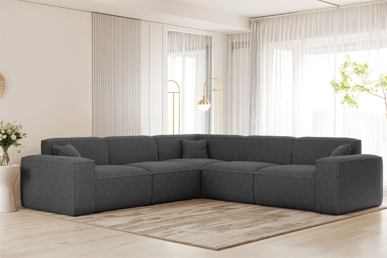 Ecksofa ersofa CELES PREMIUM in Stoff Sven Dunkelgrau Seite Universal