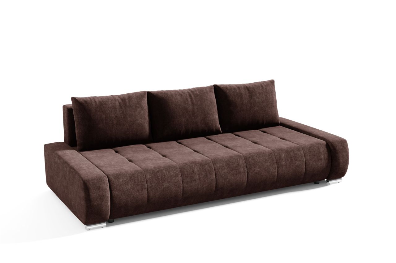 Sofa 3-Sitzer mit Schlaffunktion VOGAR Stoff Aston Braun