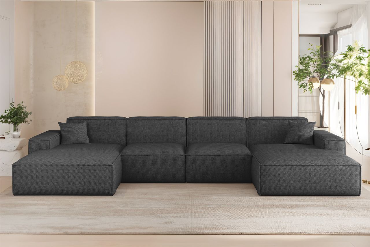 Wohnlandschaft Sofa U-Form CELES PREMIUM in Stoff Artico Anthrazit