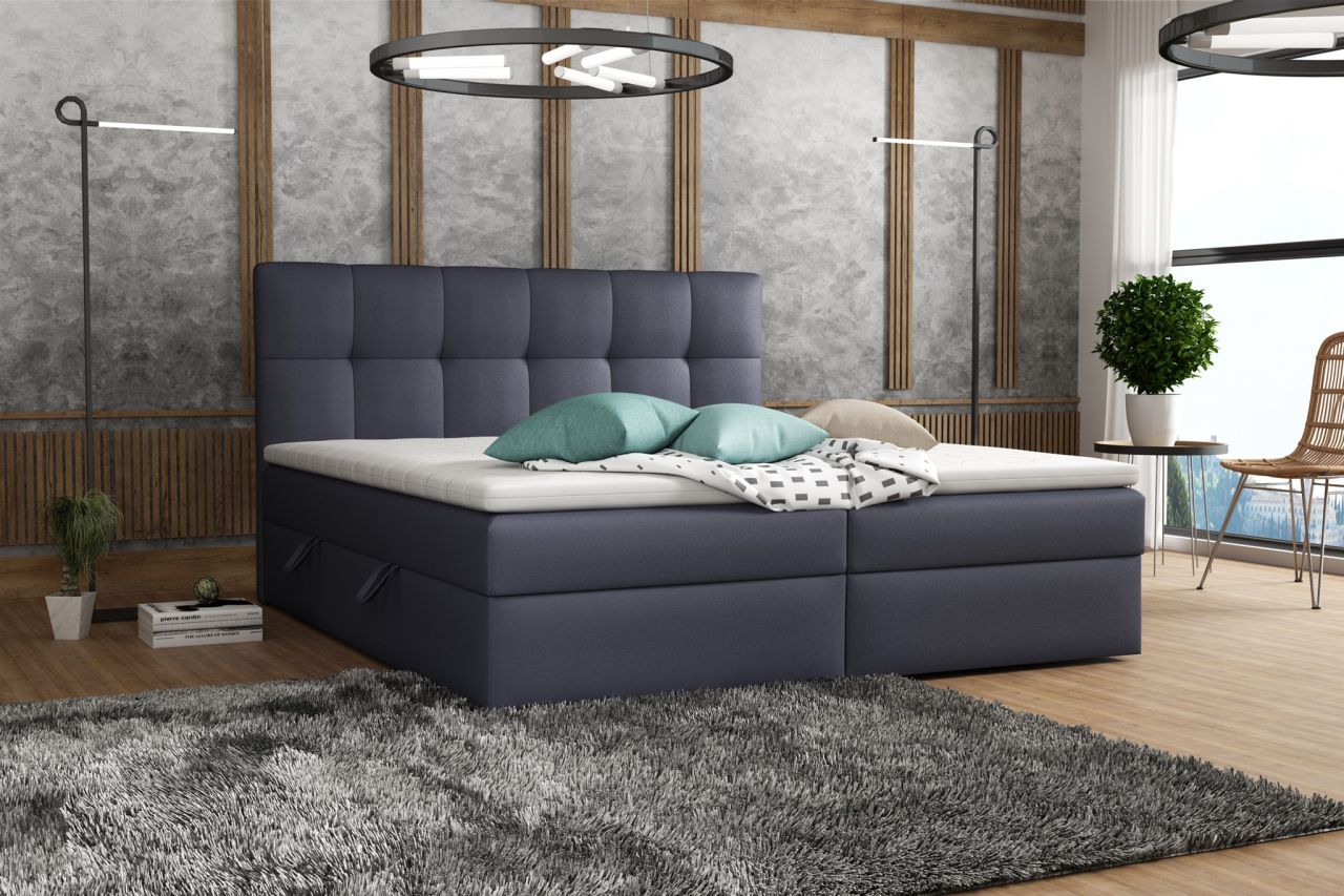 Boxspringbett Schlafzimmerbett ARTURO 180x200cm Kunstleder Soft Anthrazit