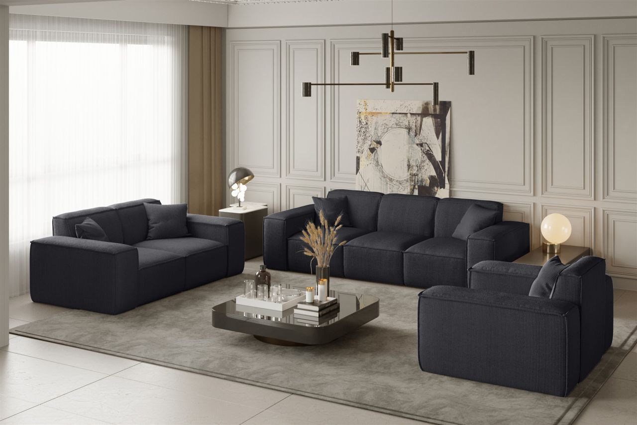 Sofaset ersofa CELES 3-2-1 in Stoff Scala Schwarz