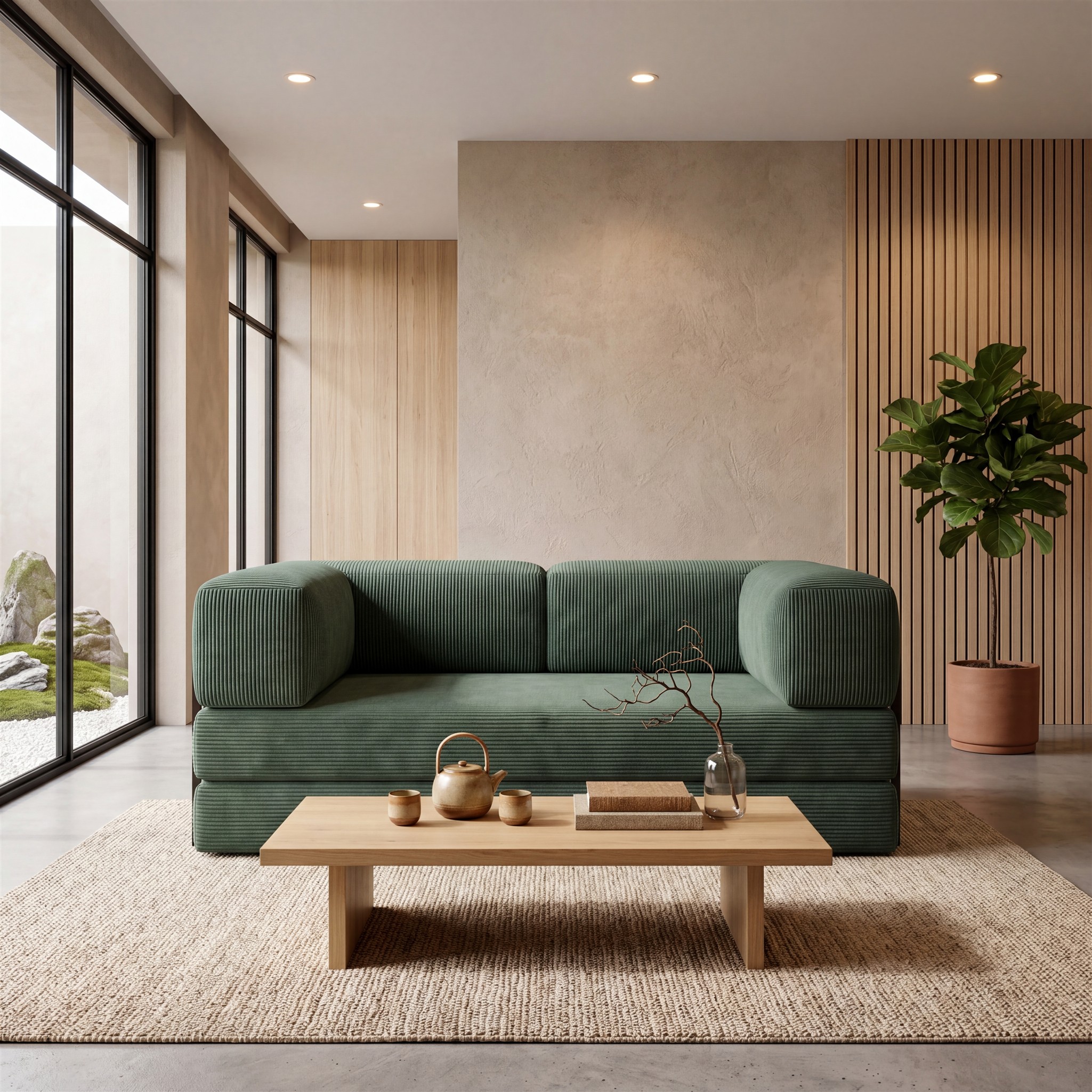 Sofa 2-Sitzer mit Schlaffunktion DANNY in Stoff Poso Grün | Sofas (2 und 3- Sitzer) | Polstermöbel