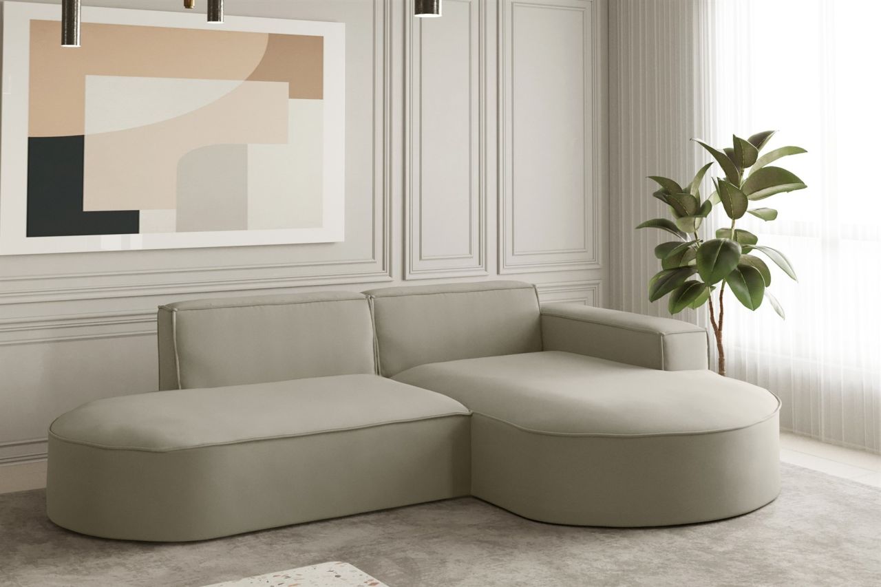 Ecksofa ersofa PALMA XS in Stoff Opera Velvet Pearl Ottomane Rechts