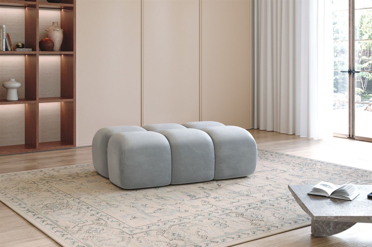 Polsterhocker erhocker DARCY 128x85 cm in Stoff Salvador Hellgrau