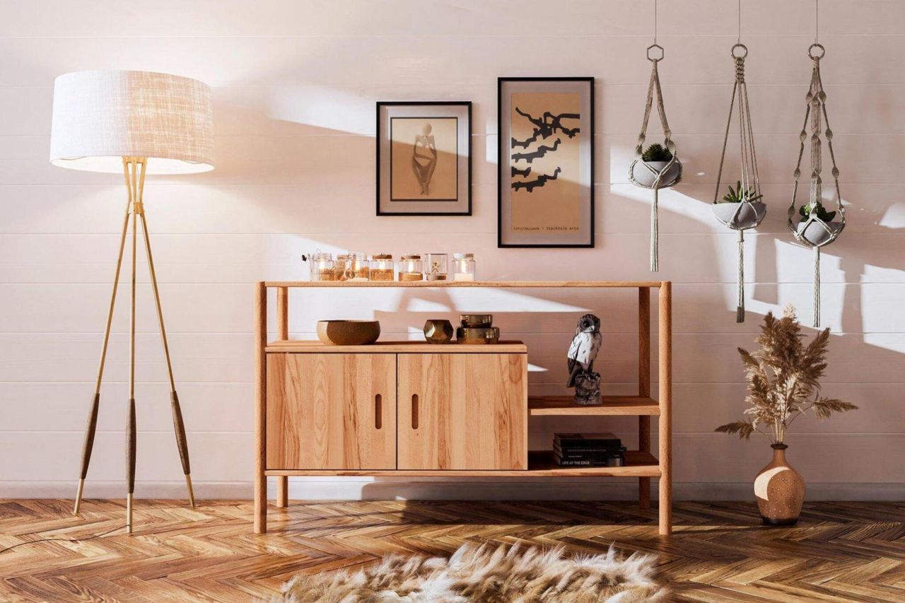 Kommode Schrank SAGA Buche massiv 142x86x46 cm