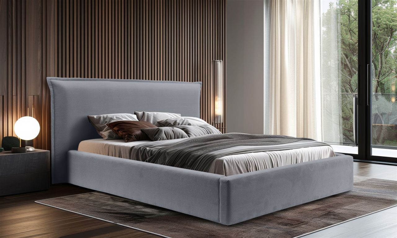 Polsterbett Doppelbett AMADA Komplettset 160x200cm in Stoff Pop Grau