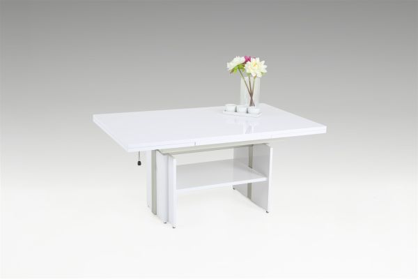 Couchtisch mit zwei Funktionen LUKAS Weiss glanz