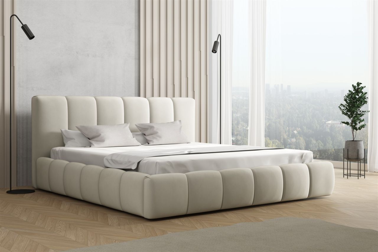Polsterbett Doppelbett GIULIA 200x200cm Stoff Magic Velvet Beige