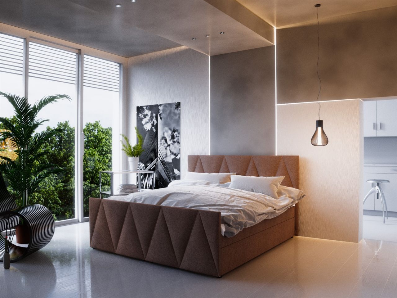 Boxspringbett Bett HUGO -Variante C- 140x200cm Braun inkl.Bettkasten