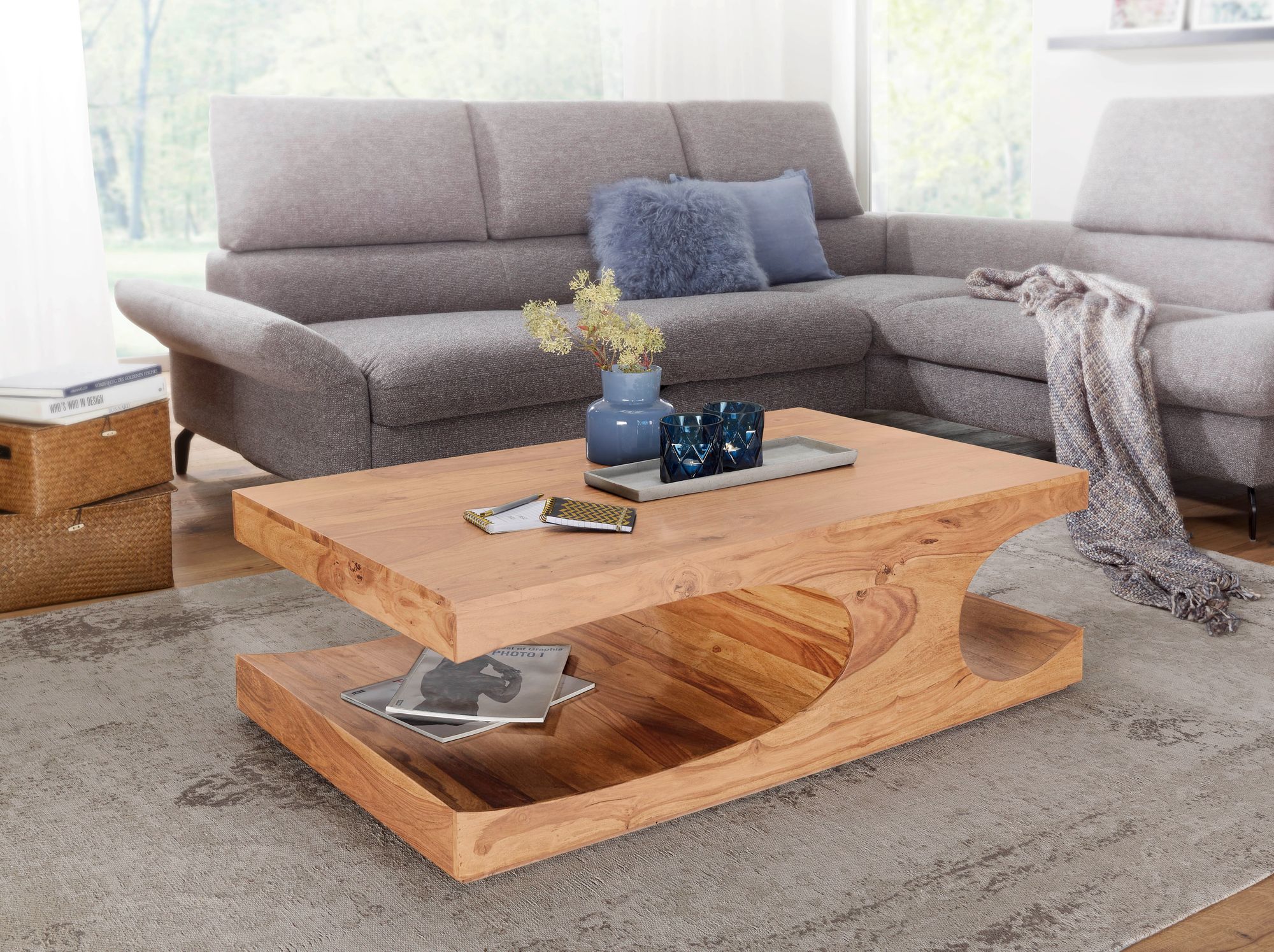 Couchtisch Massivholztisch BUANA 118x70x38 cm mit Ablage Holz Akazie | Couchtische | Massivholz: Akazie & Sheesham & Mango | Wohn-& Essbereich