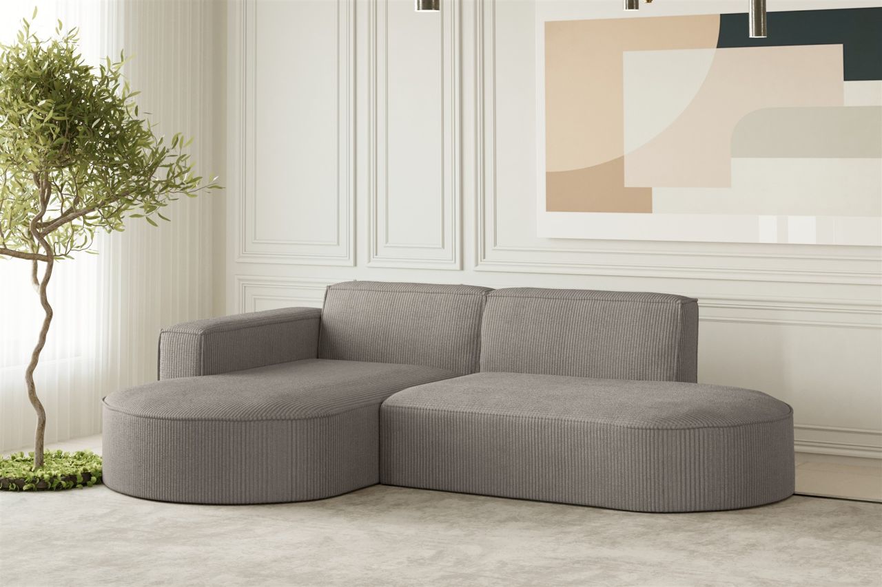 Ecksofa ersofa PALMA XS in Stoff Scala Grau Ottomane Links