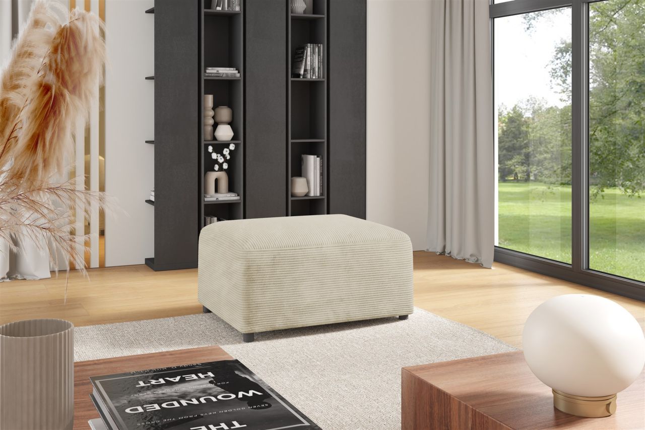 Polsterhocker erhocker Hocker MEGAN in Stoff Poso Creme