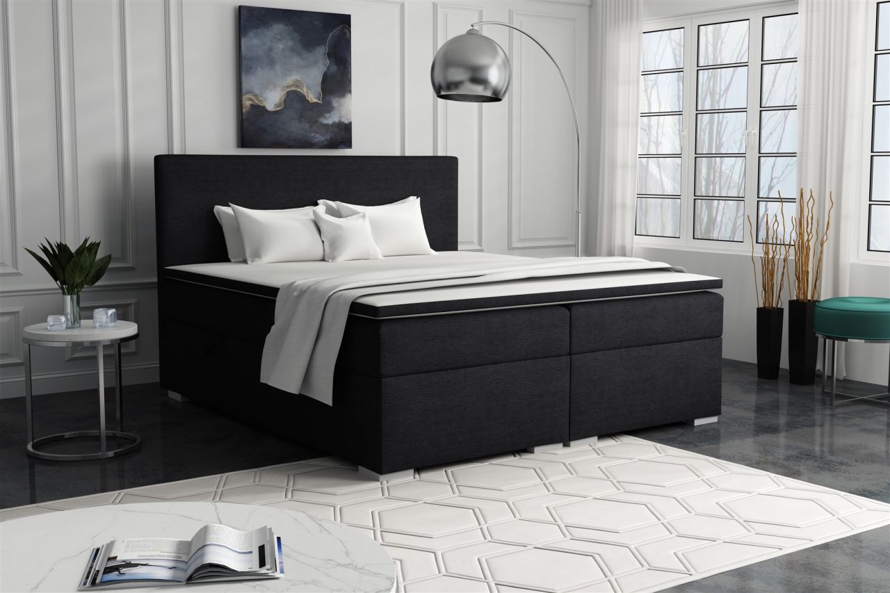 Boxspringbett Schlafzimmerbett SOREL 180x200cm Stoff Aragon Anthrazit