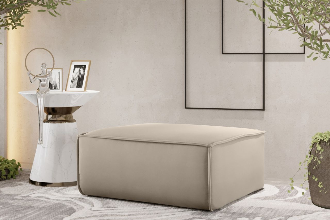 Polsterhocker erhocker CELES PREMIUM 105x105 cm Stoff Opera Velvet Beige