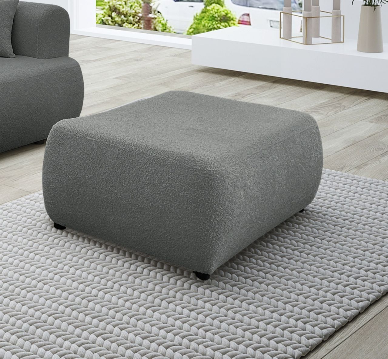 Polsterhocker erhocker Hocker ANIKE in Stoff Now or Never Dunkelgrau