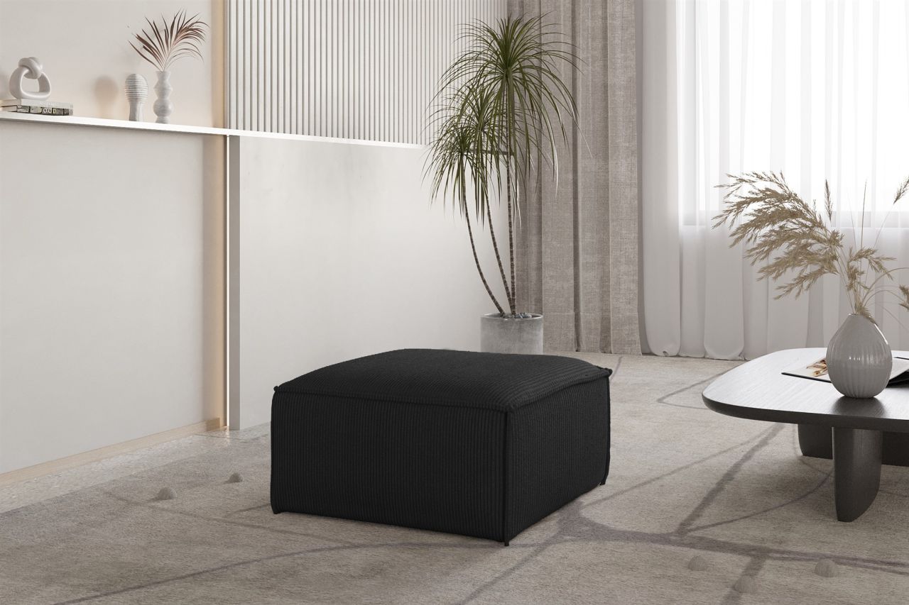 Polsterhocker erhocker CELES PREMIUM 65x65 cm in Stoff Scala Schwarz