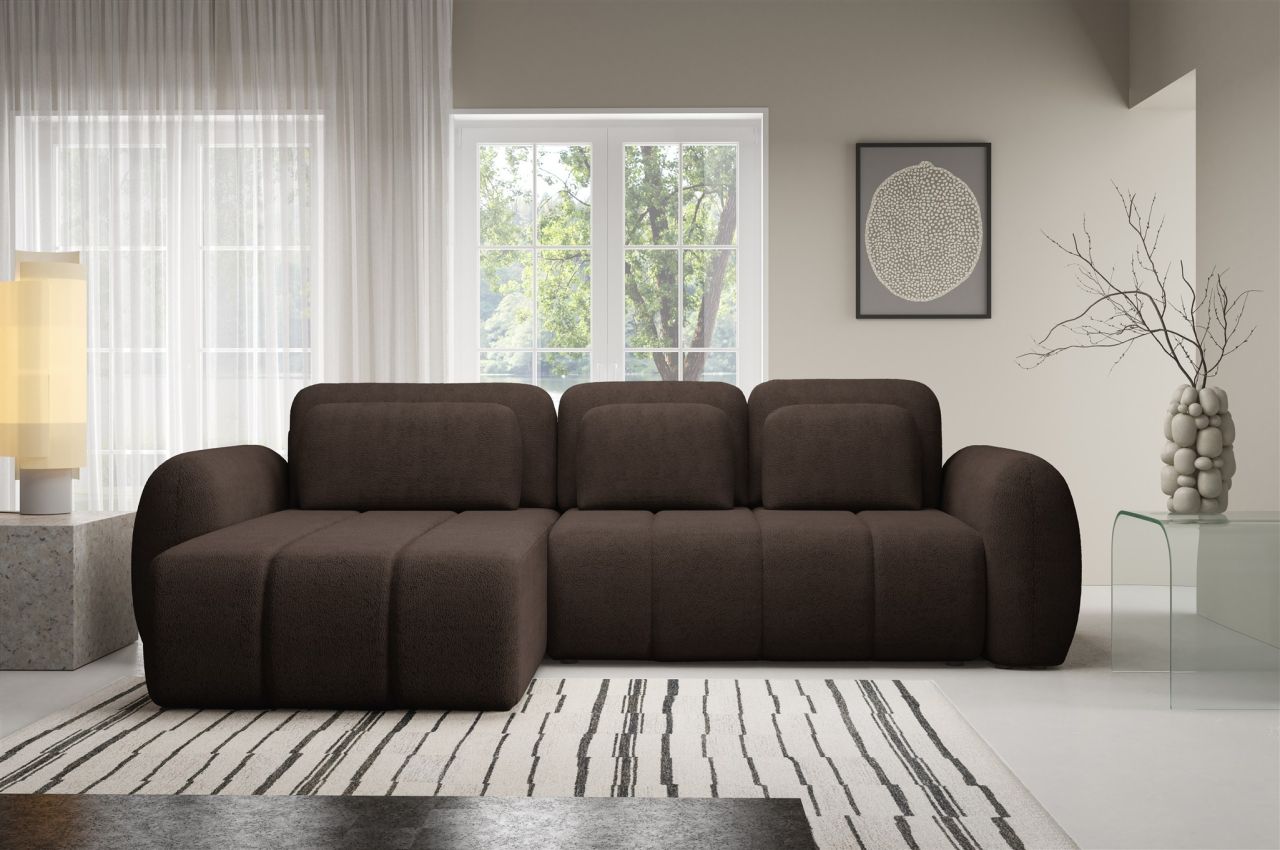 Ecksofa Schlafsofa Sofa CARIA in Stoff Quelle Braun Ottomane Links