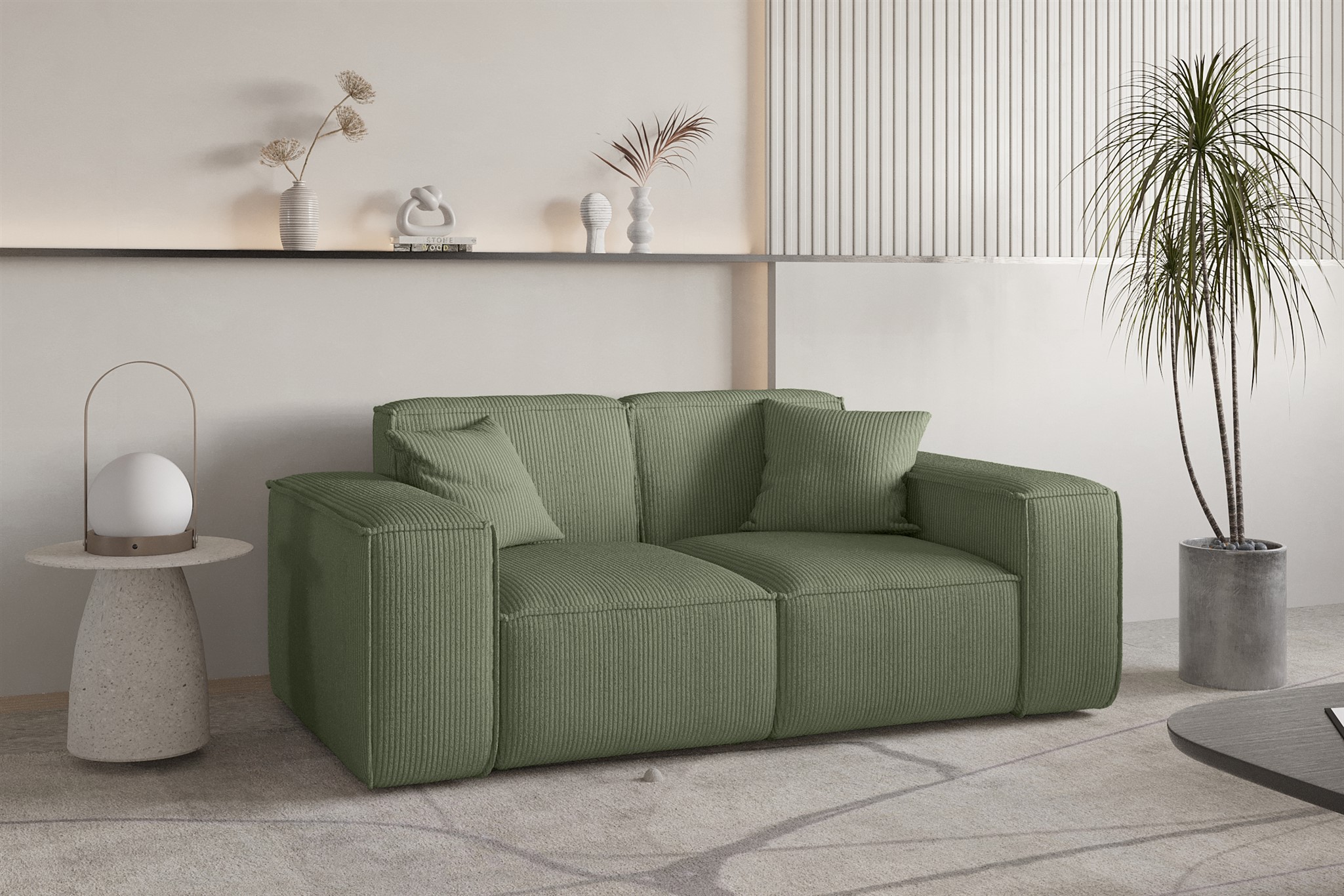 Sofa Designersofa CELES PREMIUM 2-Sitzer in Stoff Scala Forest | Sofas ...