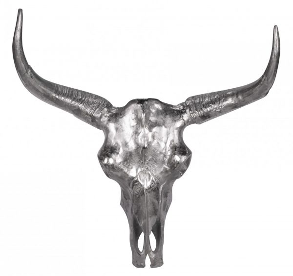 Deko XXL Design Wanddekoration "COW" Kuhkopf Aluminium silbern