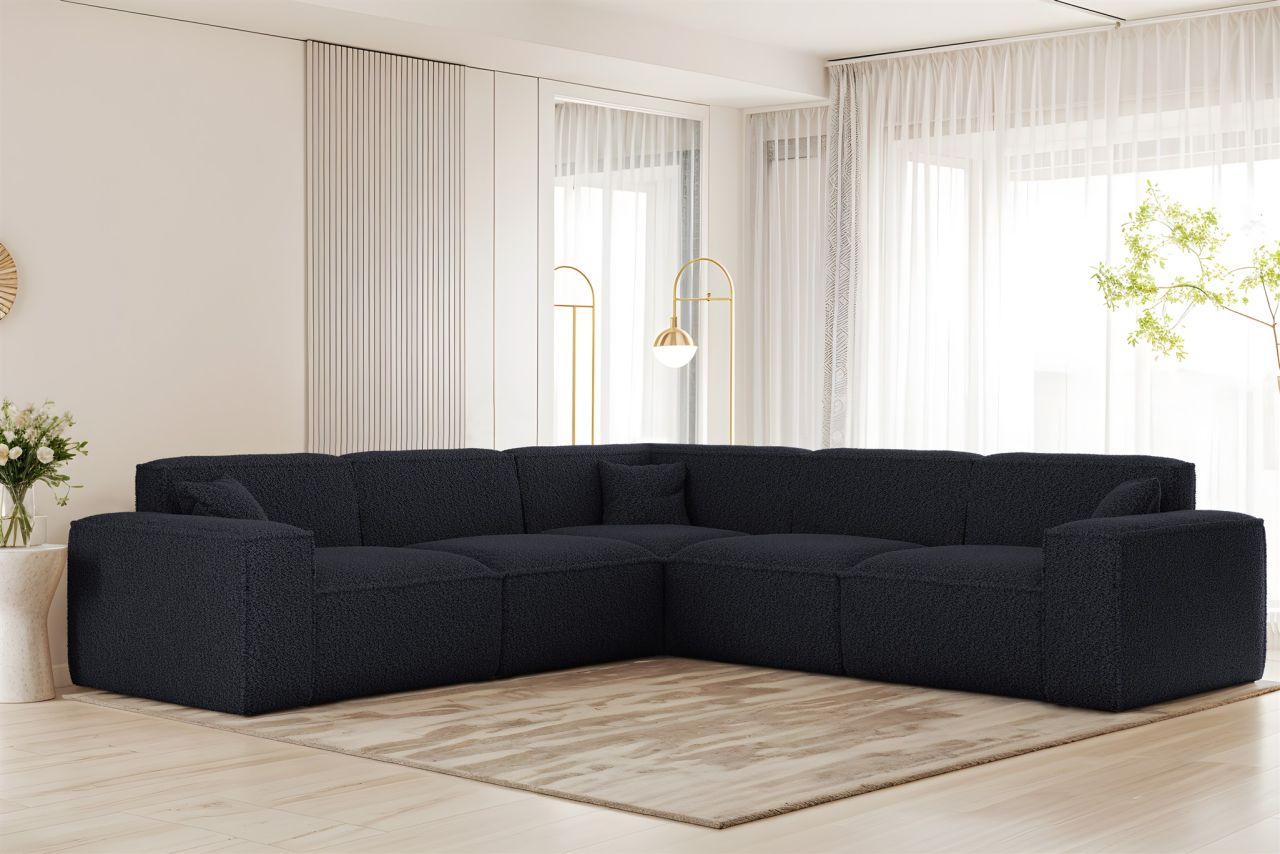 Ecksofa ersofa CELES PREMIUM in Stoff Sven Dunkelblau Seite Universal