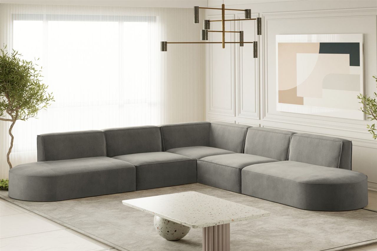 Ecksofa ersofa PALMA Stoff Noel Grau Seite Universal