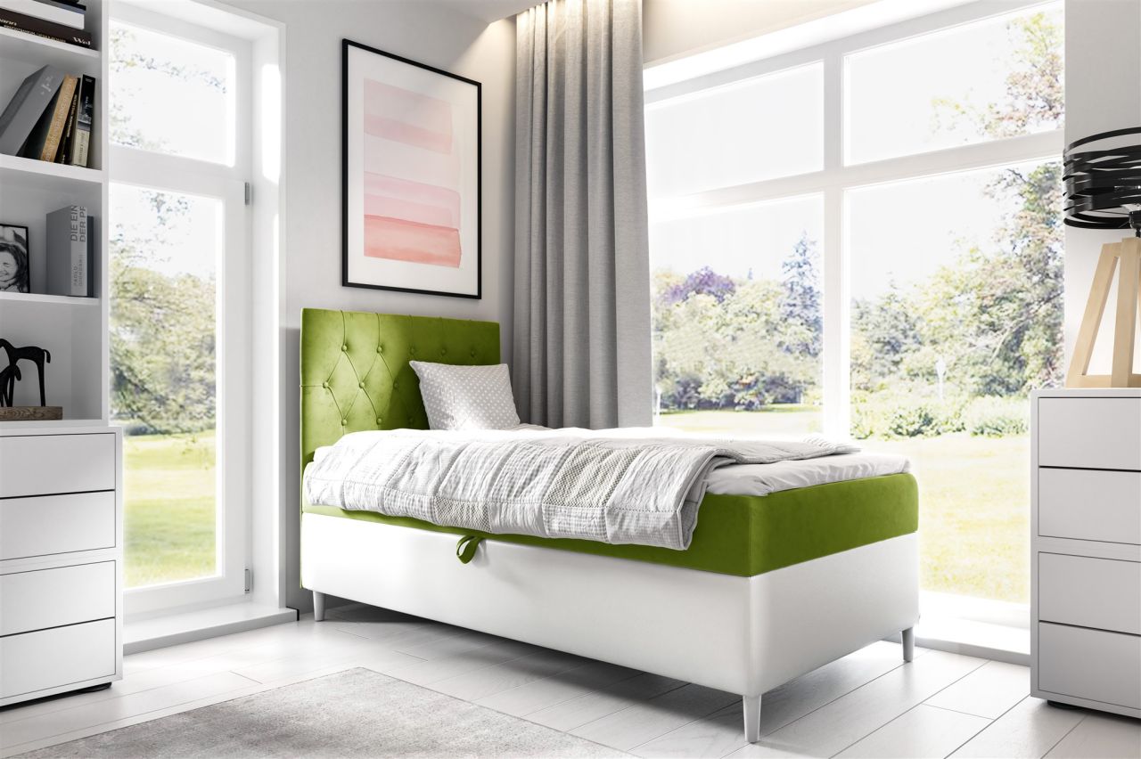 Boxspringbett Gästebett Kinderbett FINJA Nr.1 80x200cm Weiss-Grün