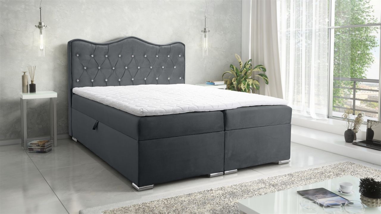 Boxspringbett Schlafzimmerbett SULTAN New in Stoff Velvet X Graphitgrau 200x2...