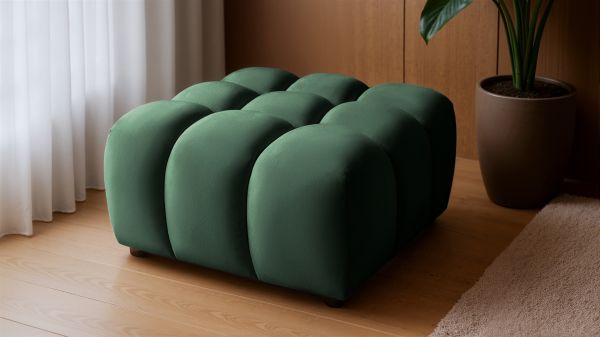 Polsterhocker Designerhocker FLOW in Stoff Bluvel Flaschengrün | Polsterhocker & Couchhocker | Polstermöbel