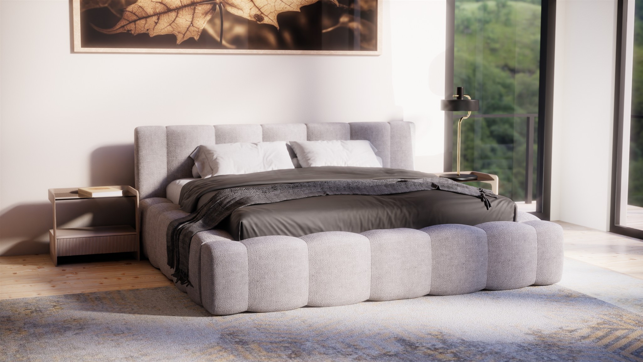Polsterbett Doppelbett Bett LIZETH 120x200cm in Stoff Perfect Harmony ...