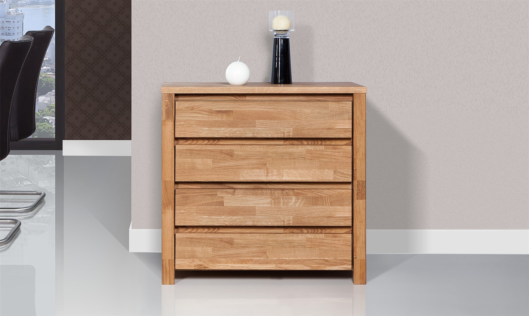 Kommode Schrank MAISON Buche massiv 80x77x45 cm | Kommode | Serie MAISON aus Buche Massivholz | Schlafzimmer Serien aus Massivholz