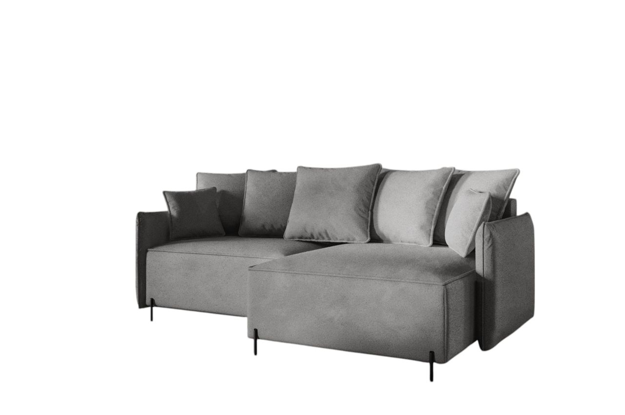 Ecksofa Schlafsofa BETTO Stoff Now or Never Dunkelgrau Ottomane Rechts