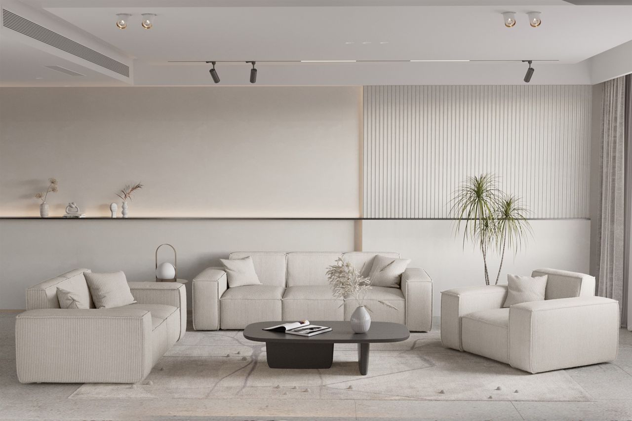 Sofaset ersofa CELES PREMIUM 3-2-1 in Stoff Scala Hellbeige