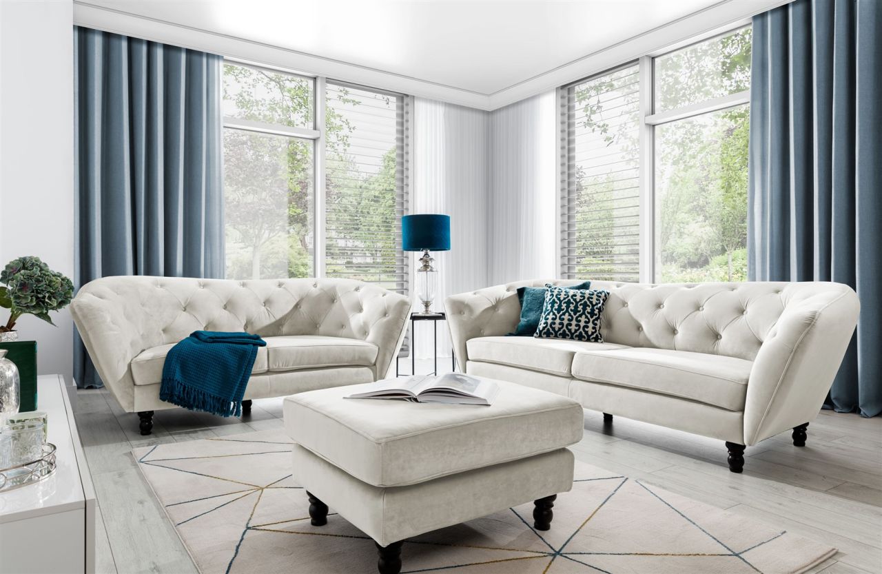 Sofaset ersofas CHARLOTTE 3-2-1 in Stoff Matt Velvet Beige