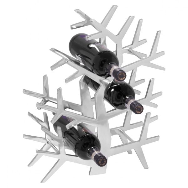 Weinregal Design 38 cm für 6 Flaschen Aluminium Silber