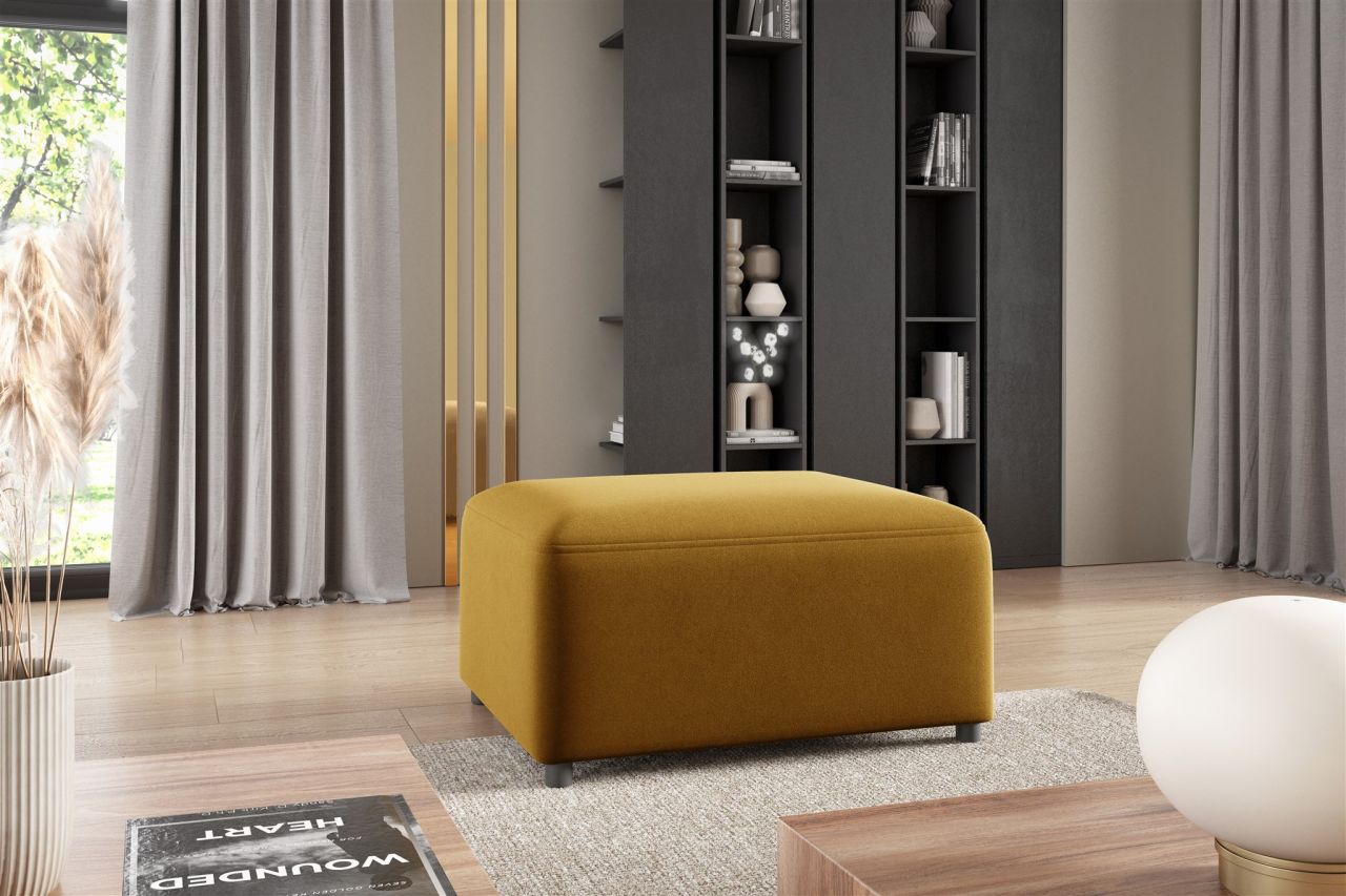 Polsterhocker erhocker Hocker MEGAN in Stoff Salvador Honiggelb