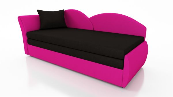 Sofa Schlafsofa inklusive Bettkasten ALINA / L- Stoff Alova Pink / Schwarz
