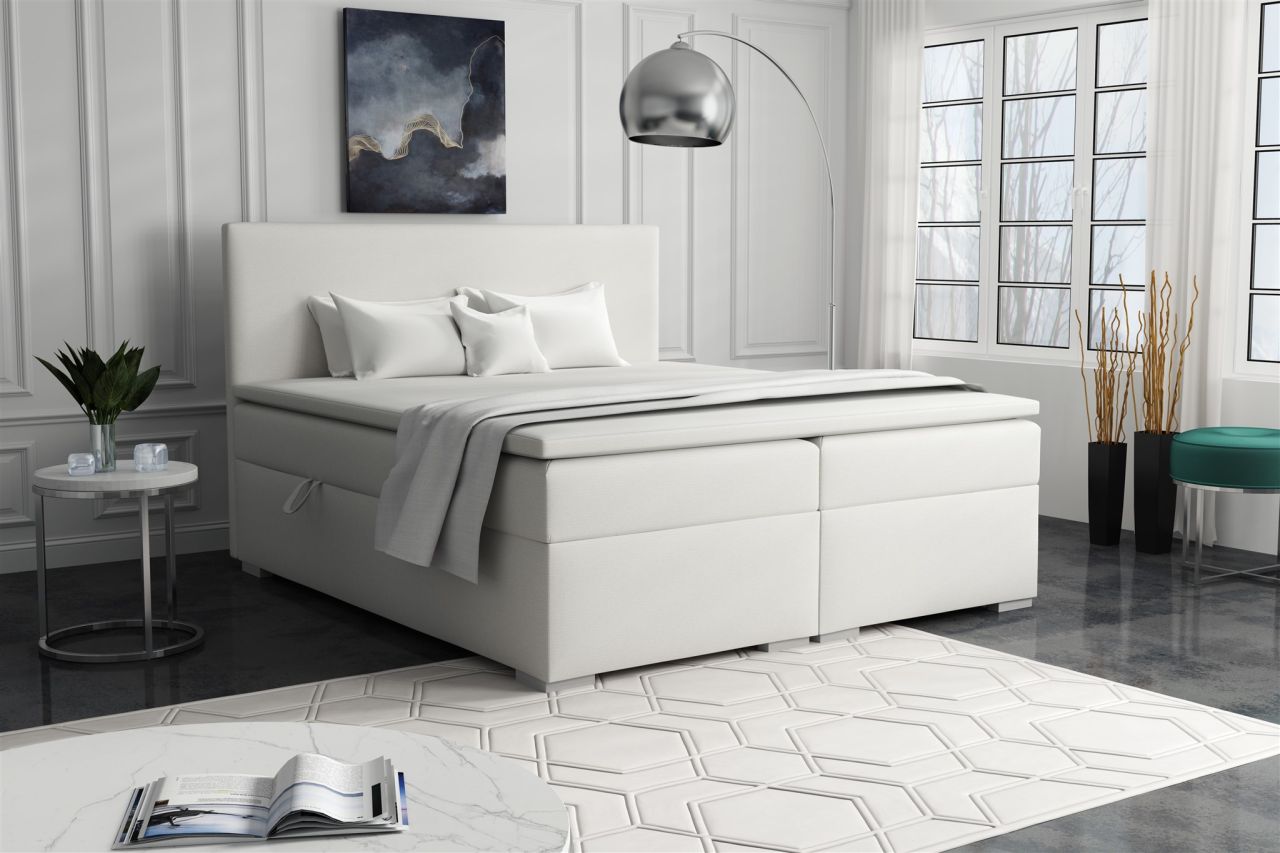 Boxspringbett Schlafzimmerbett SOREL 160x200cm Stoff Aragon Ecru