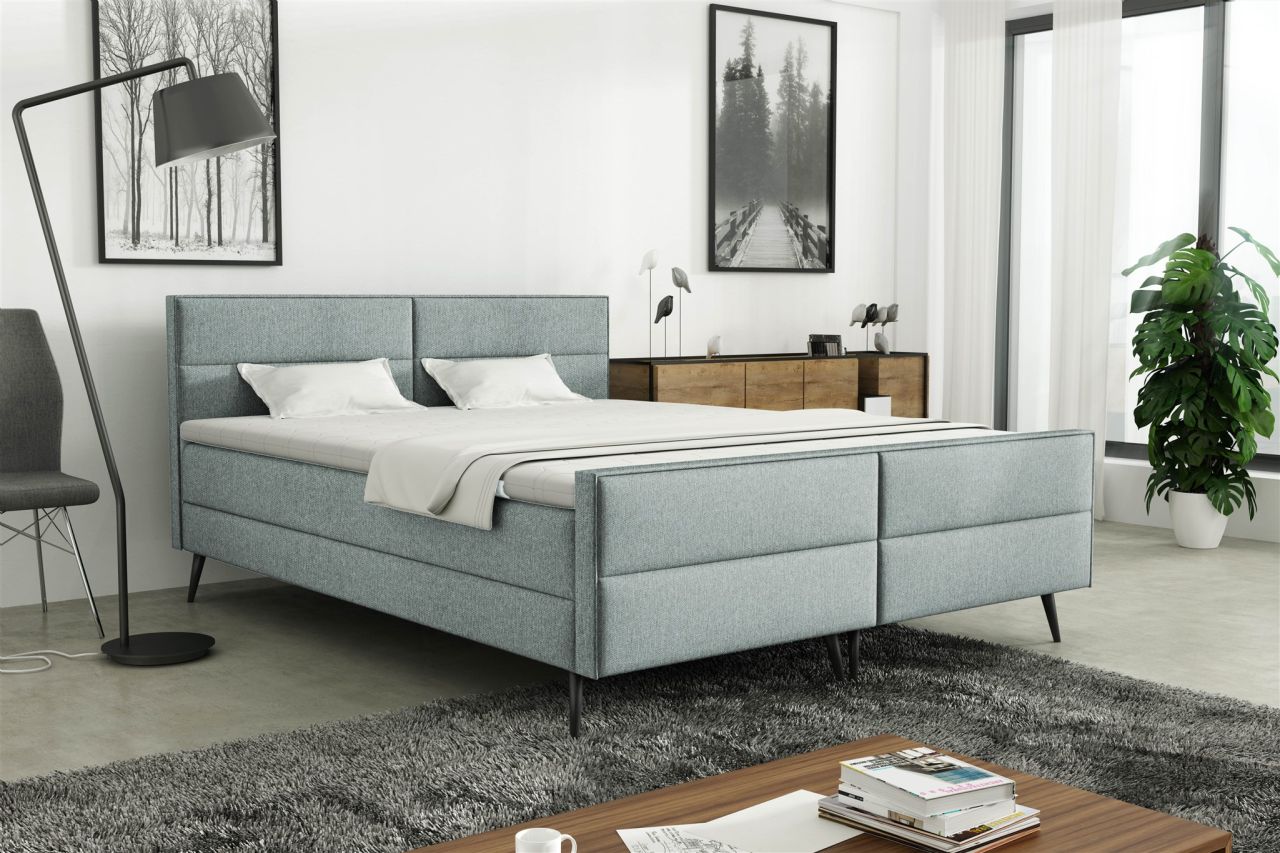 Boxspringbett Schlafzimmerbett GRANADA 180x200cm Stoff Gemma Eisblau