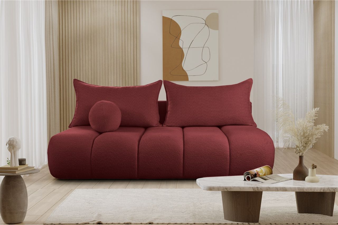 Schlafsofa ersofa Sofa 3-Sitzer ANZIA in Stoff Ascot Bukla Rot