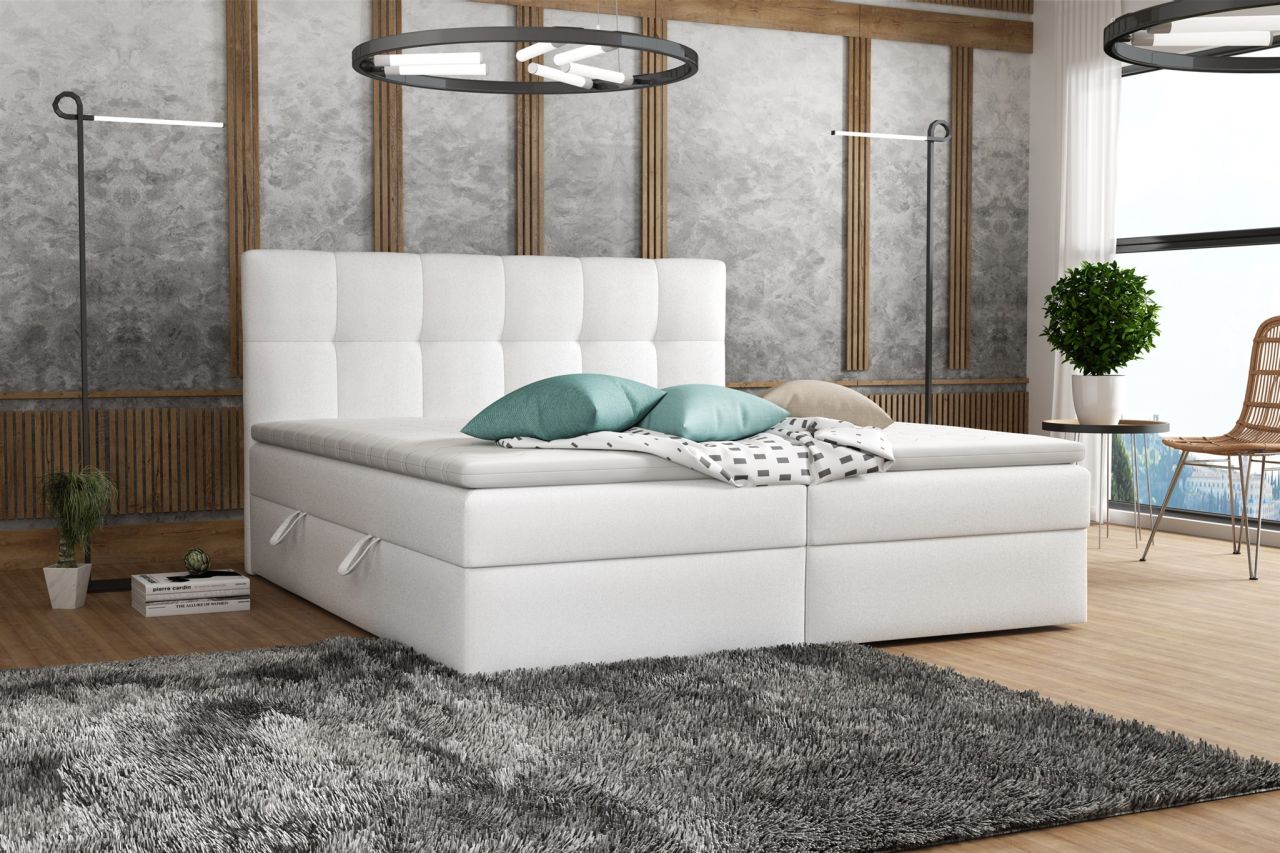 Boxspringbett Schlafzimmerbett ARTURO 180x200cm Kunstleder Soft Weiß