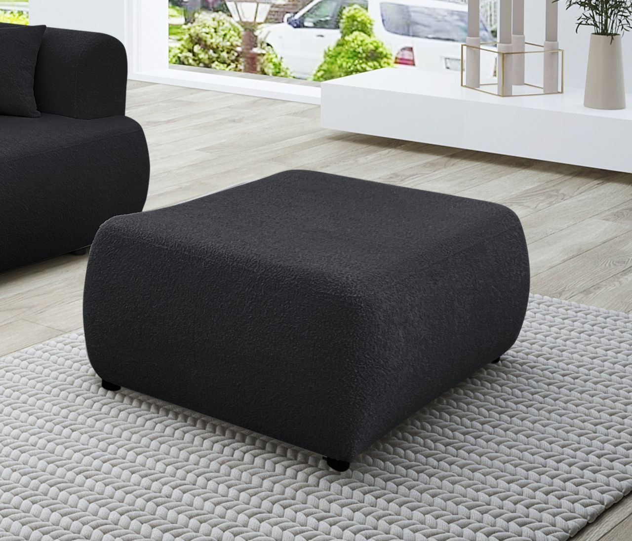 Polsterhocker erhocker Hocker ANIKE in Stoff Now or Never Schwarz