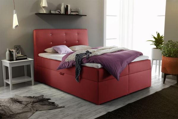 Boxspringbett Schlafzimmerbett MONZA Kunstleder Rot 120x200 cm