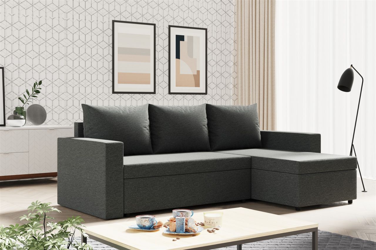 Ecksofa Sofa MERLE mit Schlaffunktion in div. Farbvarianten Ottomane Rechts