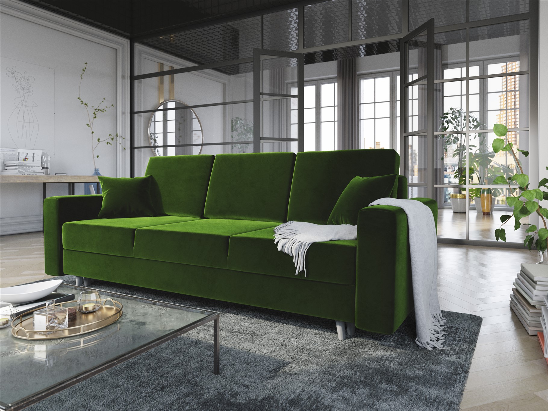 Sofa 3-Sitzer CARDE mit Schlaffunktion Grün | Sofas (2 und 3-Sitzer) | Polstermöbel