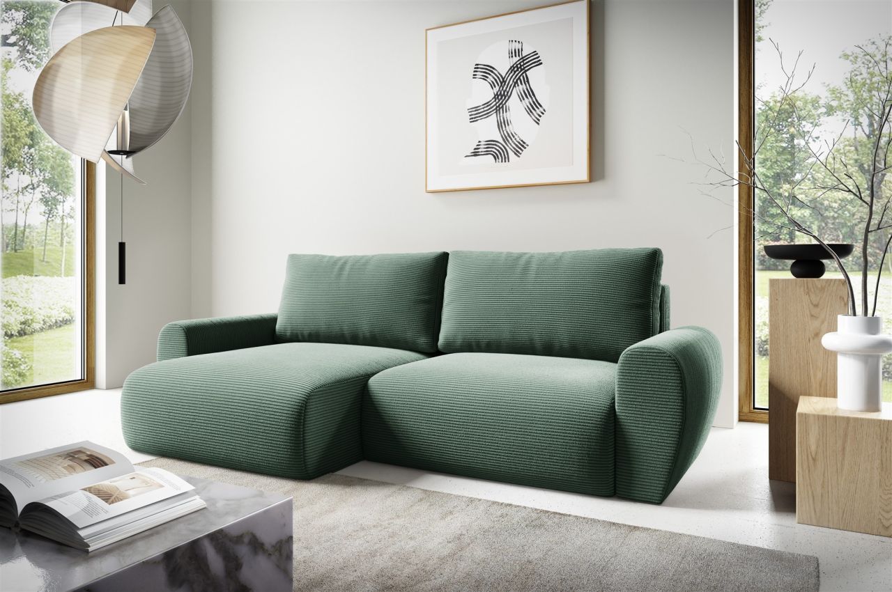 Fun Möbel Grün Ecksofa Schlafsofa Galan Stoff Poso Ottomane Links