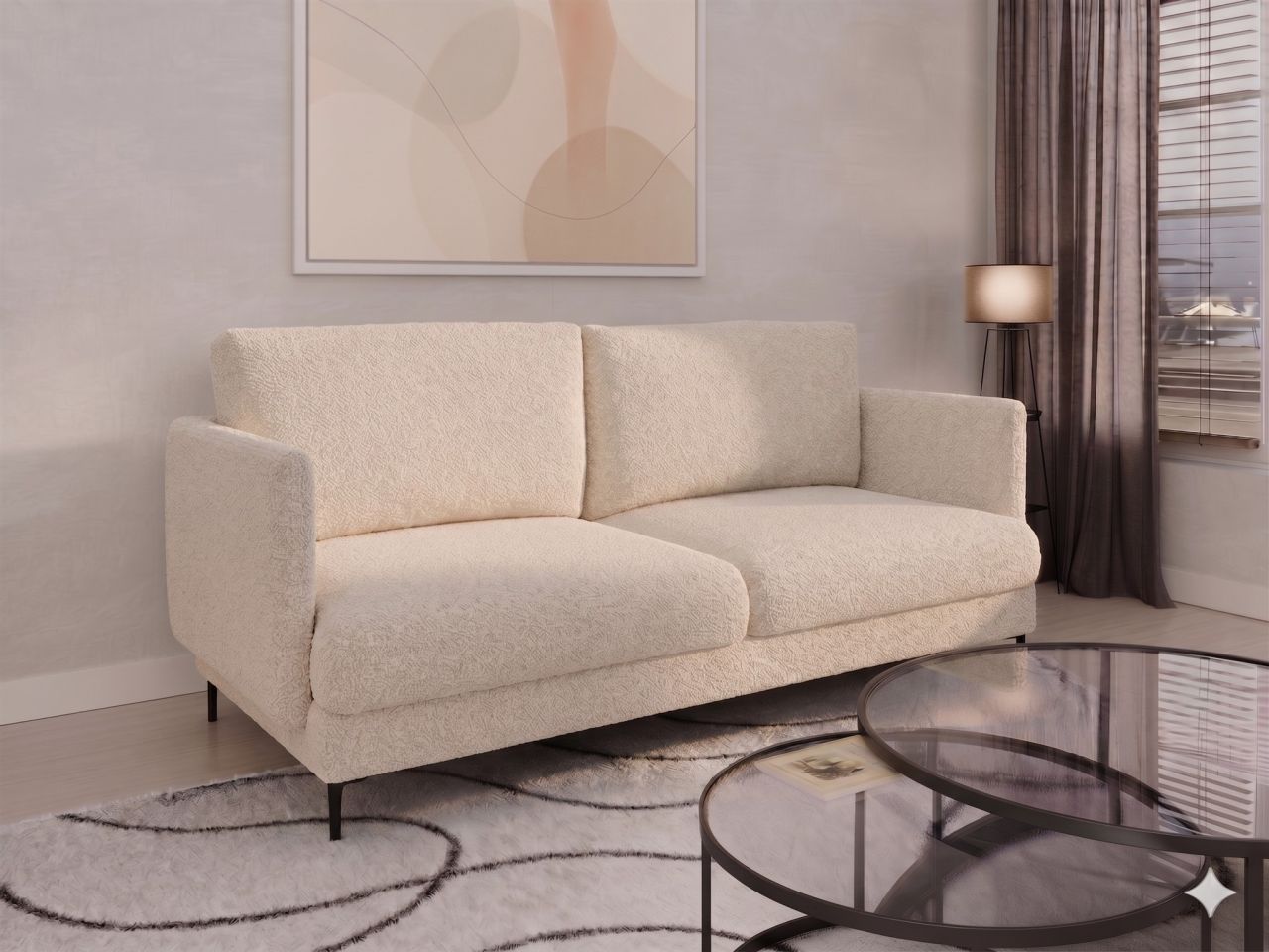 Fun Moebel Beige Sofa Designersofa Helmer 3-Sitzer Stoff Baloo