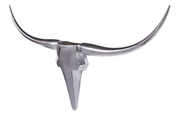 Wanddekoration Geweih Bull L 125 cm Aluminium silbern