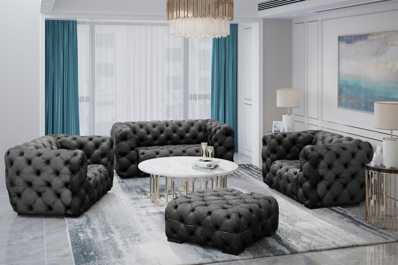 Sofaset ersofa NATALIE 2-1-1 in Stoff Riviera Graphit