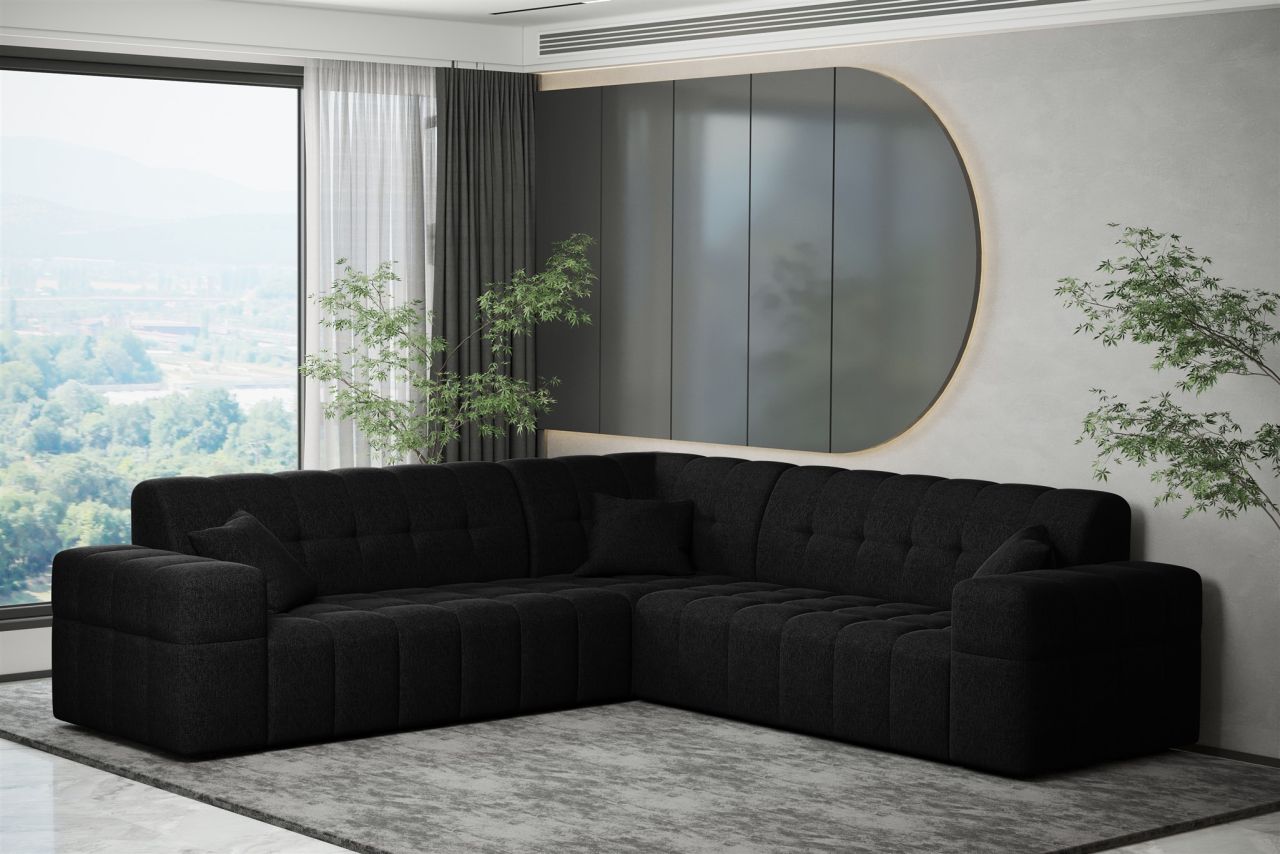 Ecksofa ersofa NANCY in Stoff Neve Schwarz Seite Universal